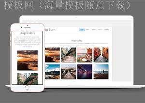 网格翻转效果自适应模式图片库网站web模板（带后台）
