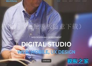 数码工作室响应式工作室企业图文排版Workforce CSS网站模板（带后台）