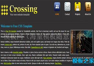crossing黄色灰色交叉标准式网站布局web模板（带后台）