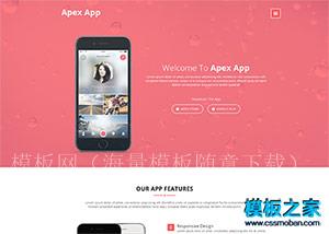 粉红色Apex App开发制作公司html5模板（带后台）