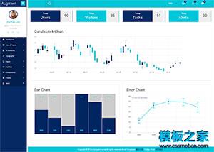 深蓝色bootstrap响应式后台前端模板（带后台）