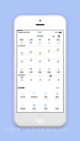 折线图天气预报生活指数评分微信程序源码（带后台）