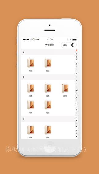 字母导航页面小程序模板下载（含源码）（带后台）